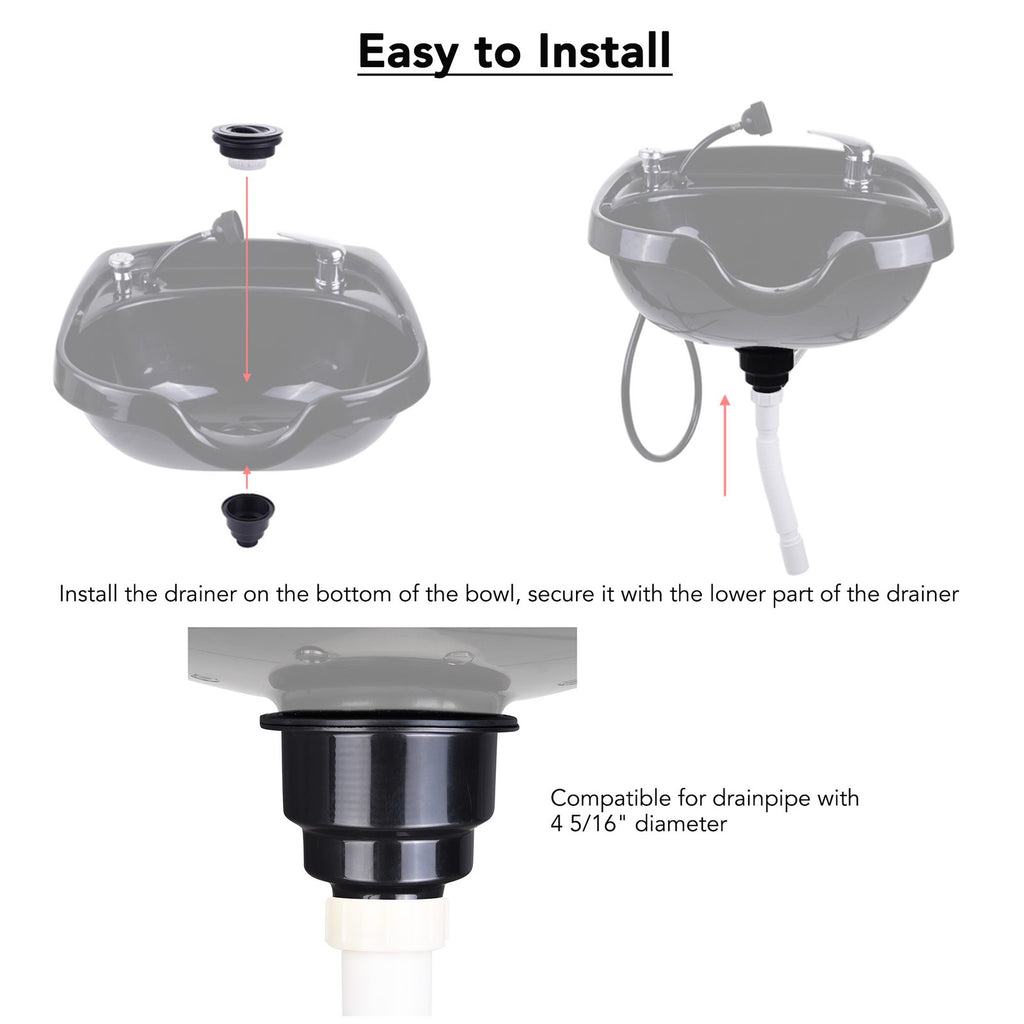 Salon Drain & Accessory Kit with Strainer Cover for Shampoo Bowls