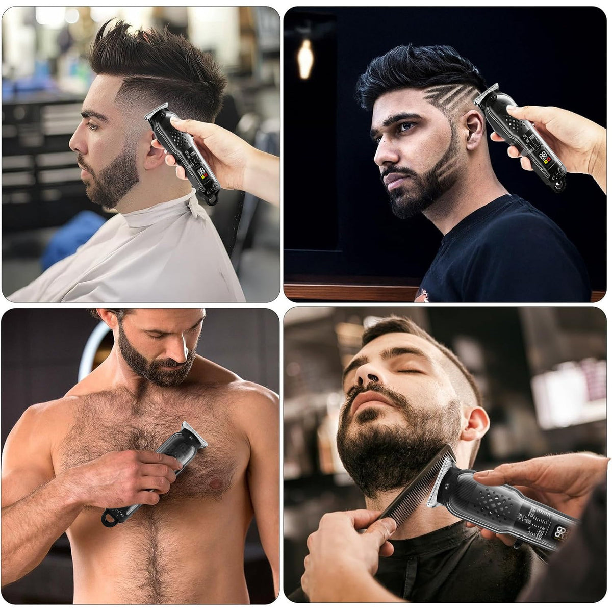 Cordless Hair Clippers Trimmer for Men with Digital Display and Multiple Limit Combs