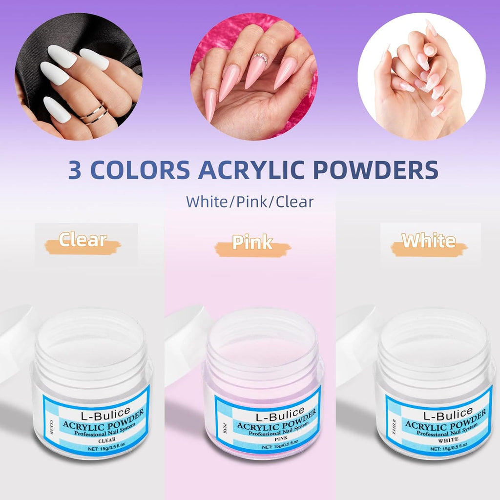 Professional Acrylic Nail Kit for Beginners with Glitter & Art Tools
