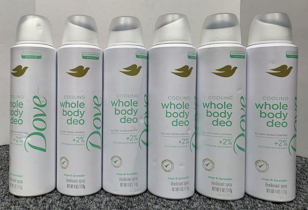 6-Pack Dove Cooling Deodorant Spray Sage Lavender 4 oz | Whole Body Freshness