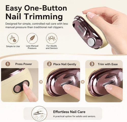 2-in-1 Rechargeable Electric Nail Clipper & Polisher with LED Light, Portable