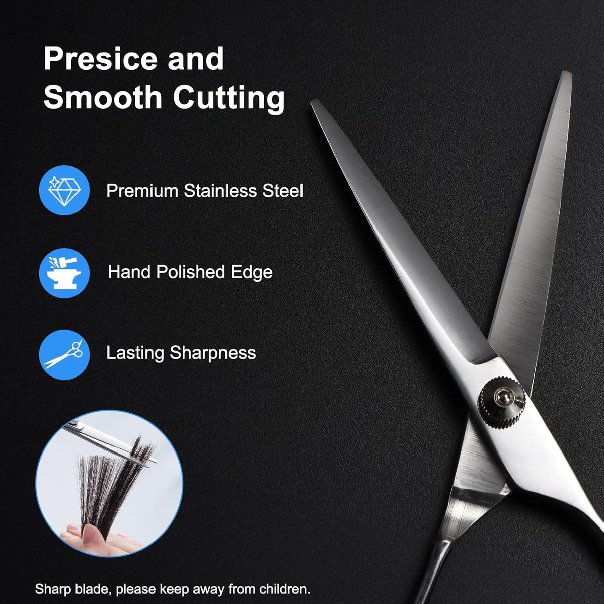 6.5 Inch Stainless Steel Hair Cutting Scissors Barber Shears for Salon & Home