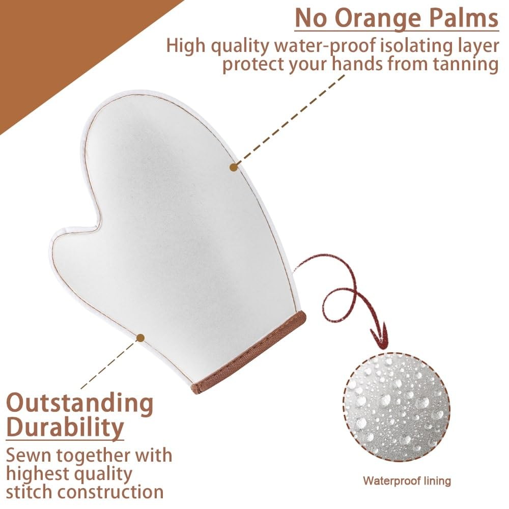 Self Tanning Mitt Set with Back Applicator - Double Sided Tan Mitt & Lotion Tool