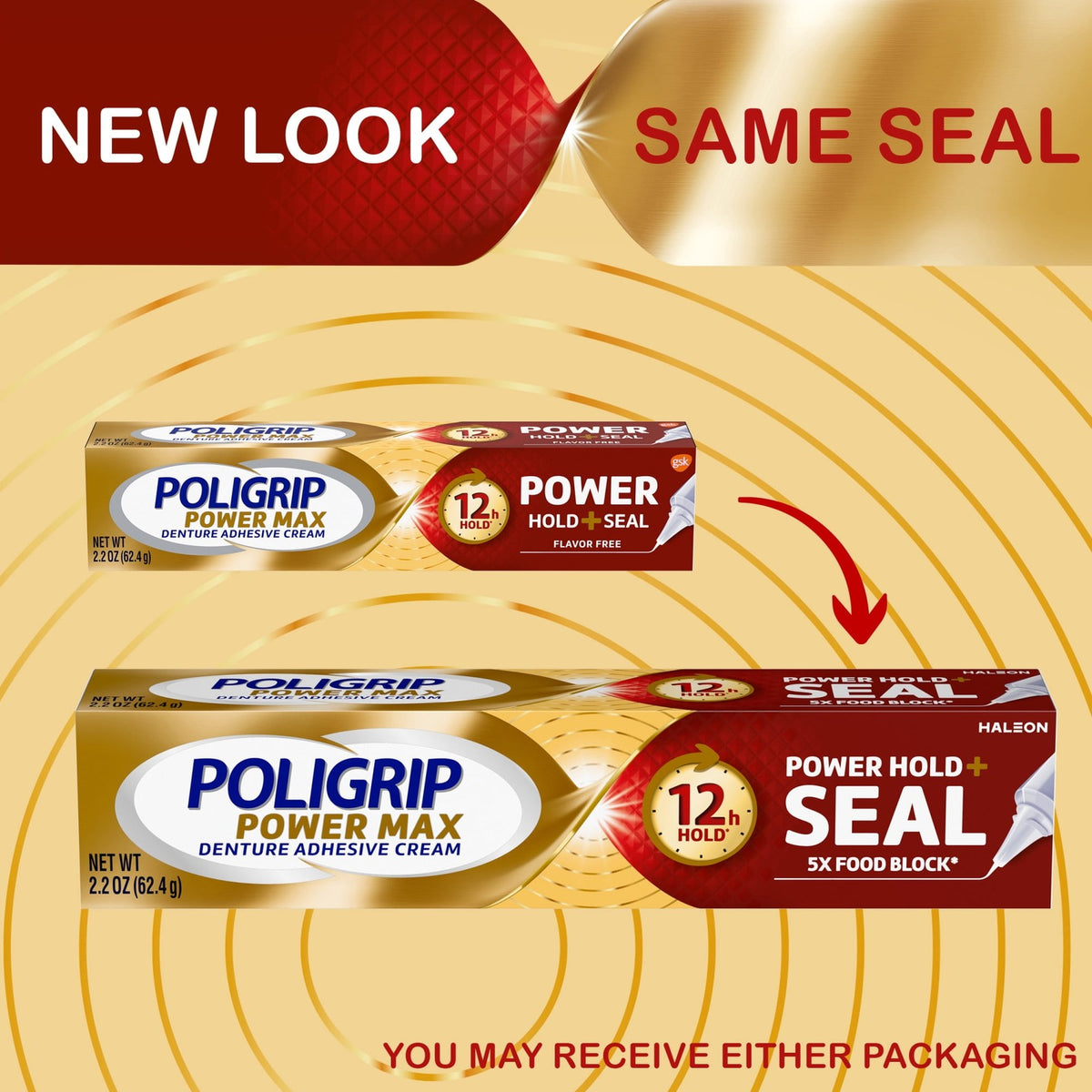 Denture Adhesive Cream Max Hold Seal Flavor Free 2.2oz 4-Pack