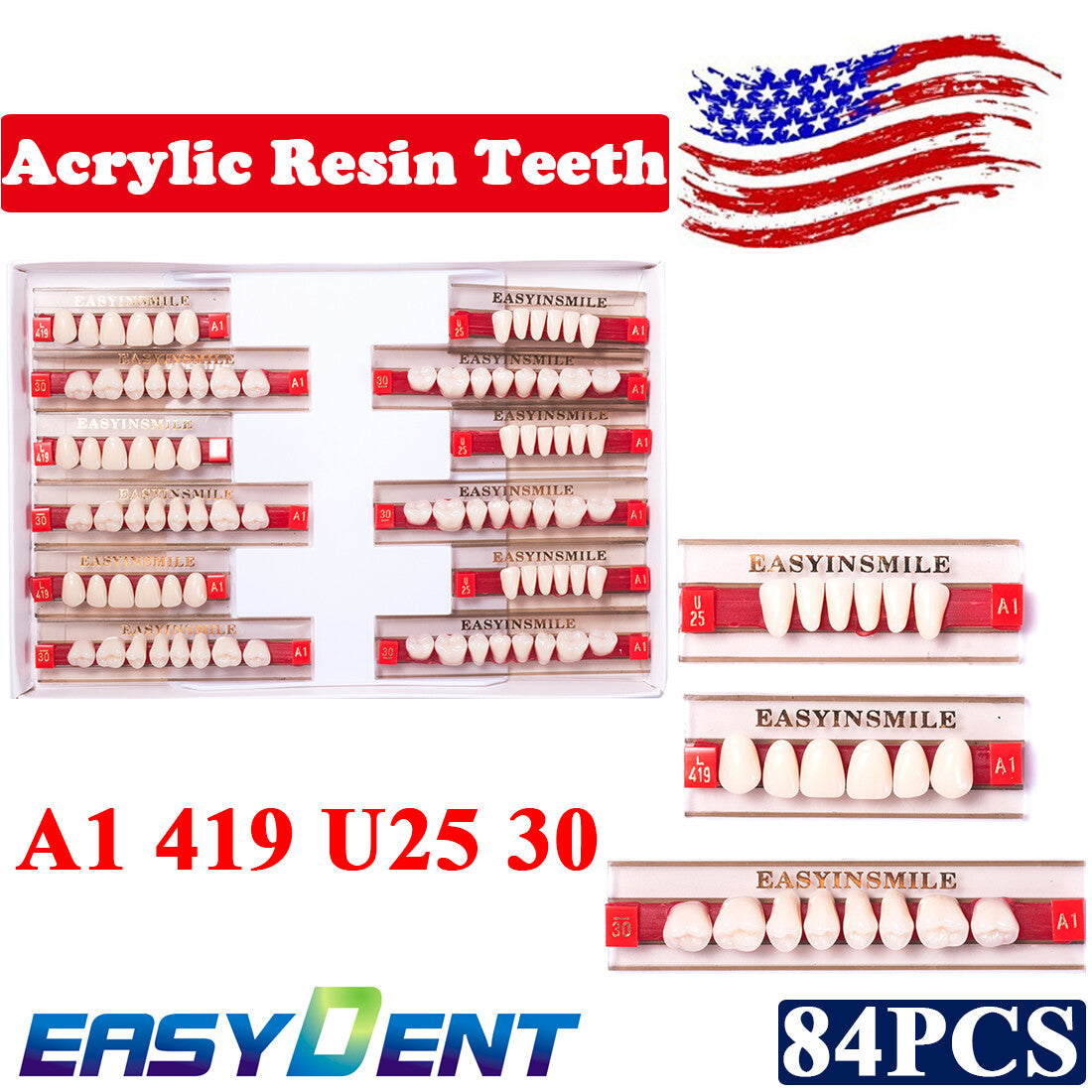 Dental Acrylic Resin Teeth Set for Dentures - Full Upper & Lower Options
