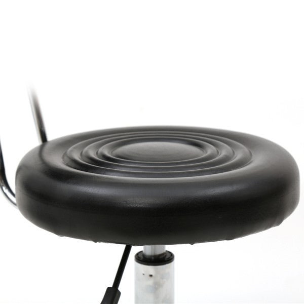 Hydraulic Adjustable Salon Stool with Backrest and Wheels - Black