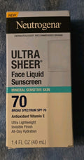 Mineral SPF 70 Liquid Sunscreen Lotion - Face UV Protection for Sensitive Skin