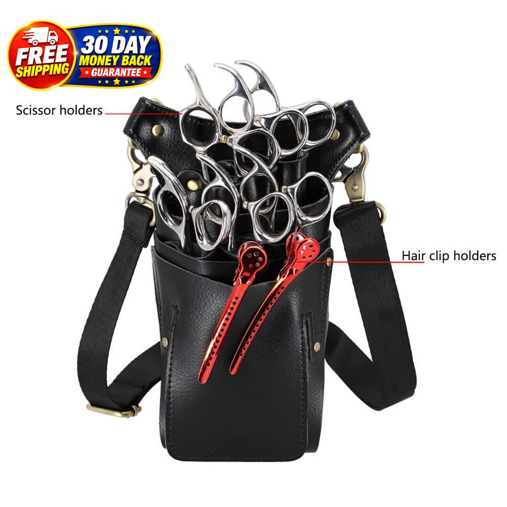 Leather Barber Scissor Holster Bag with Multiple Tool Holders