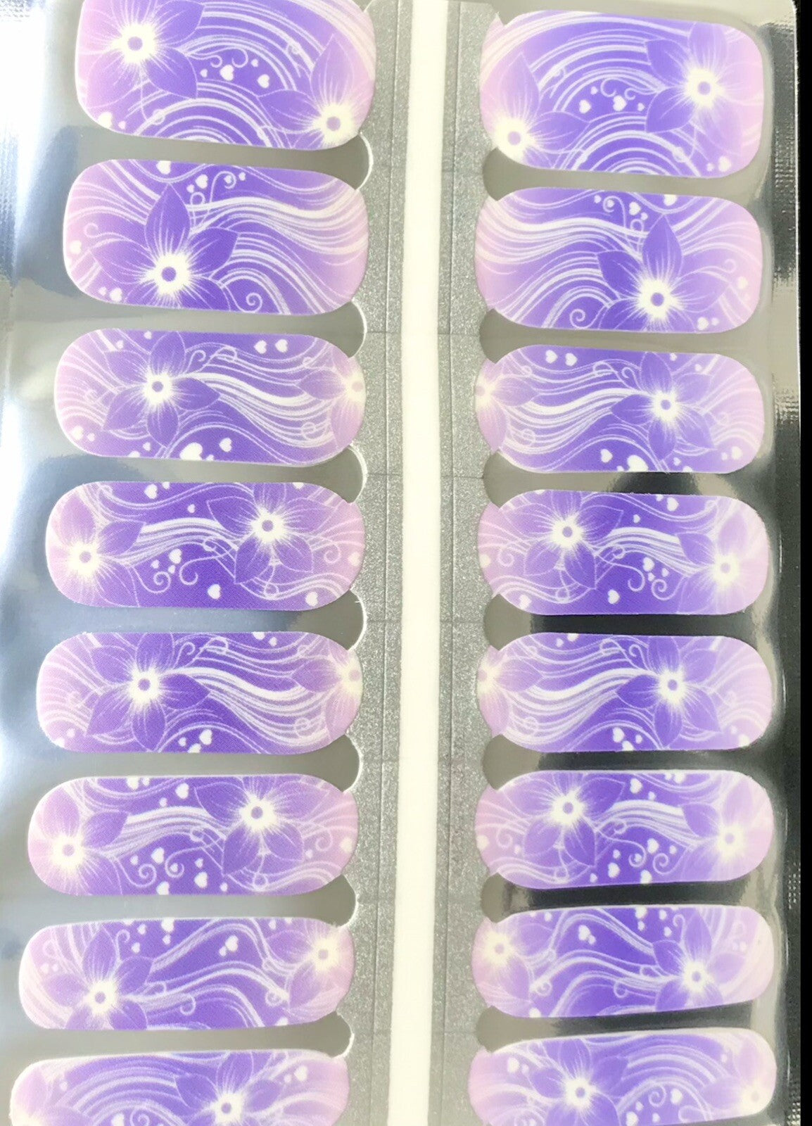 Color Nail Polish Strips 16 Pack - Custom Floral Glow Nail Art
