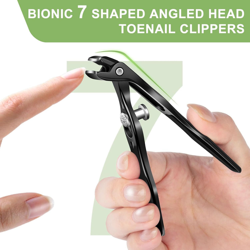 Heavy Duty Toenail Clipper with Long Handle & Angled Head for Thick Nails