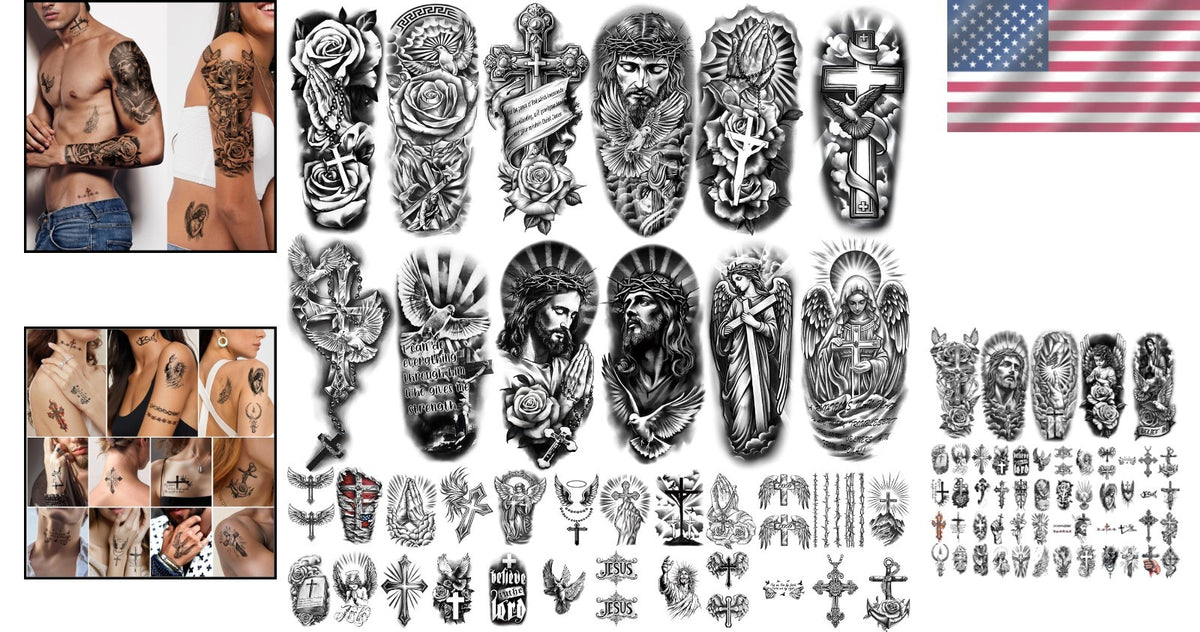 Unbranded Christian Temporary Tattoos Set – 77 Waterproof Sheets for Events & Daily Wear
