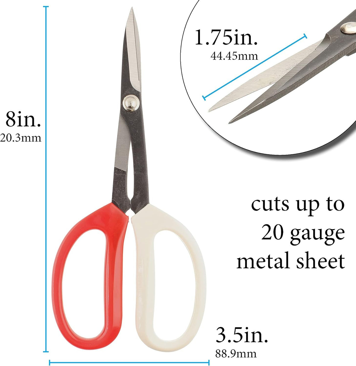 Heavy Duty Metal Shears 8 Inch Carbon Steel Sheet Cutting Scissors