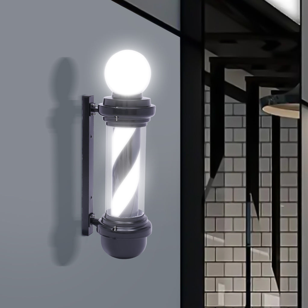 Black & White Rotating LED Barber Pole Light Wall Sign 20W Waterproof 27in
