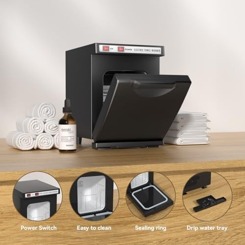 5L Compact Hot Towel Warmer Cabinet Black Spa Salon Heater for Towels