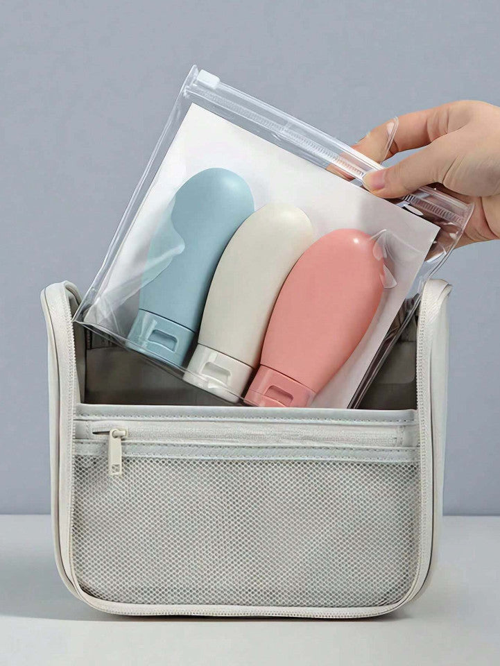 3-Pack Refillable Silicone Travel Bottles Set 2oz Leak-Proof Toiletries
