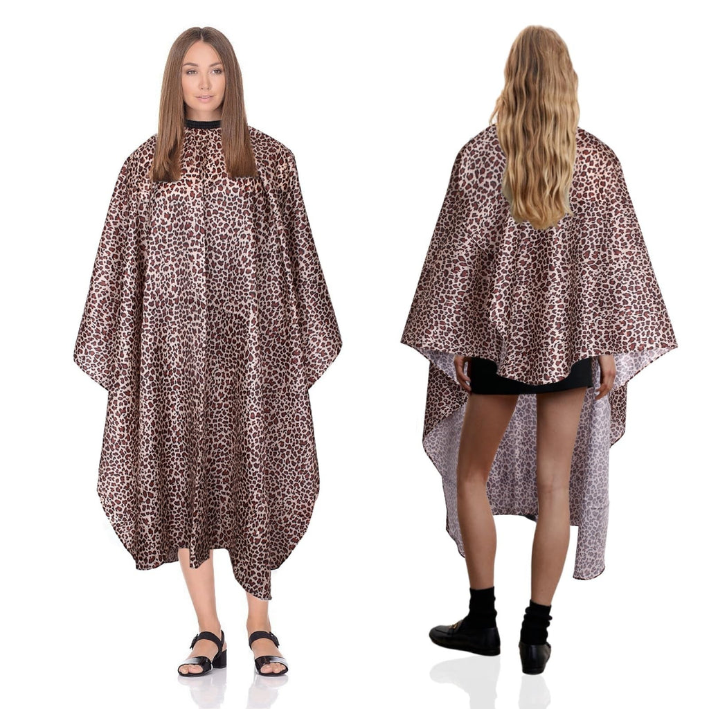 Waterproof Leopard Hair Cutting Cape 64x56 Inch Salon Cover with Adjustable Neck