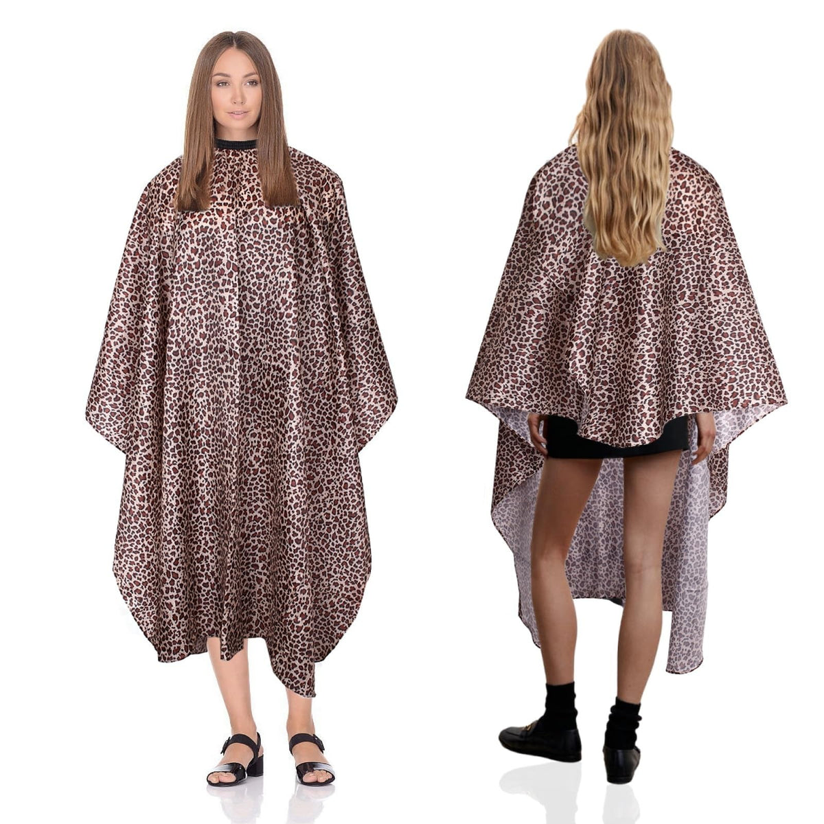 Waterproof Leopard Hair Cutting Cape 64x56 Inch Salon Cover with Adjustable Neck
