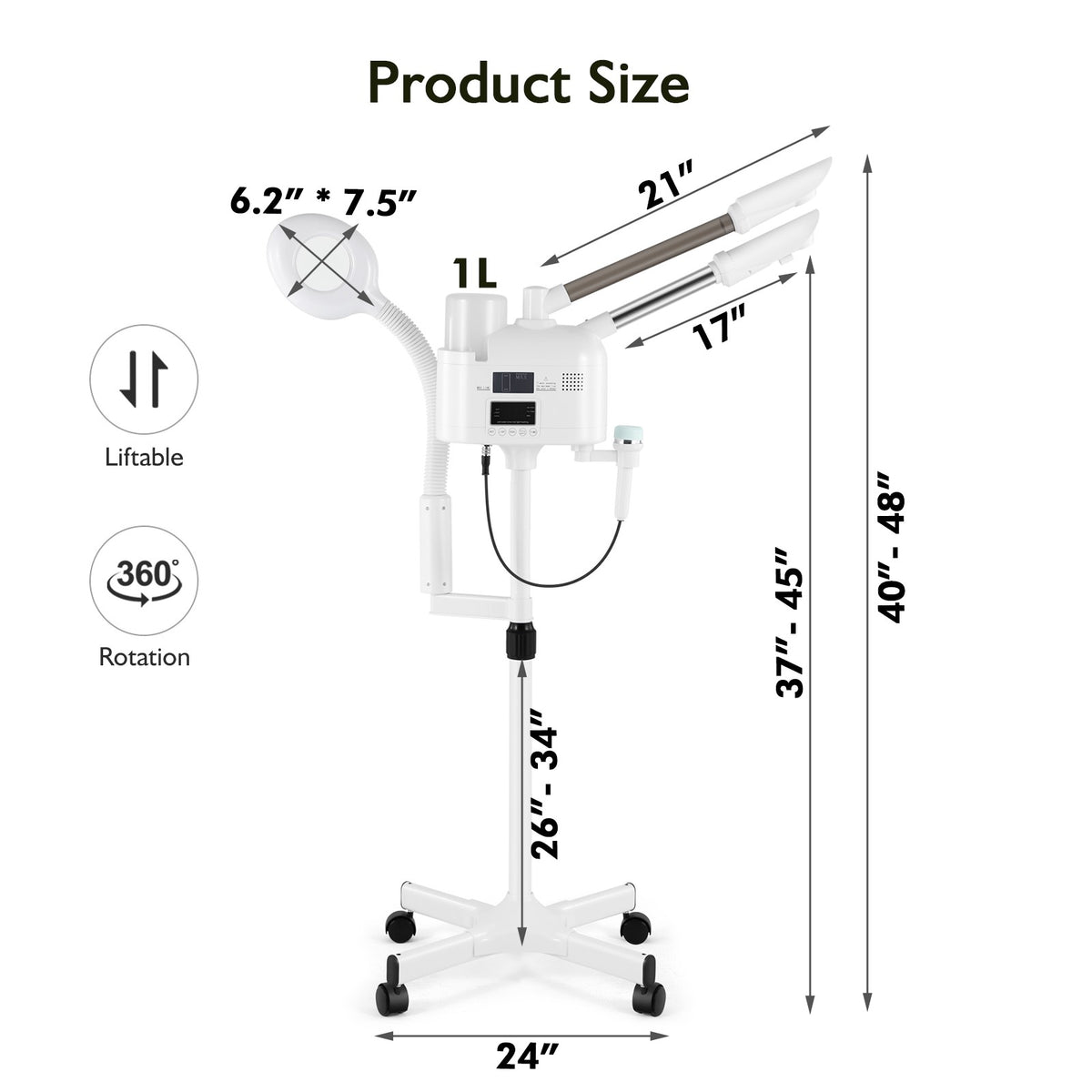 4-in-1 Hot Cold Facial Steamer with LED Magnifying Lamp for Skin Care