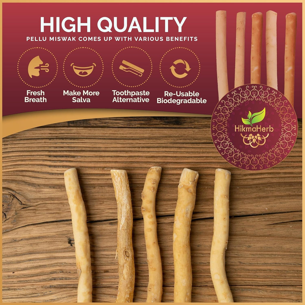 Natural Chewing Sticks with Holder - Pack of 3 Salvadora Persica Miswak