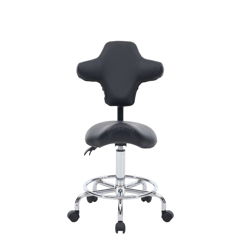 Ergonomic Saddle Stool with Wheels, Adjustable Height, Swivel Seat
