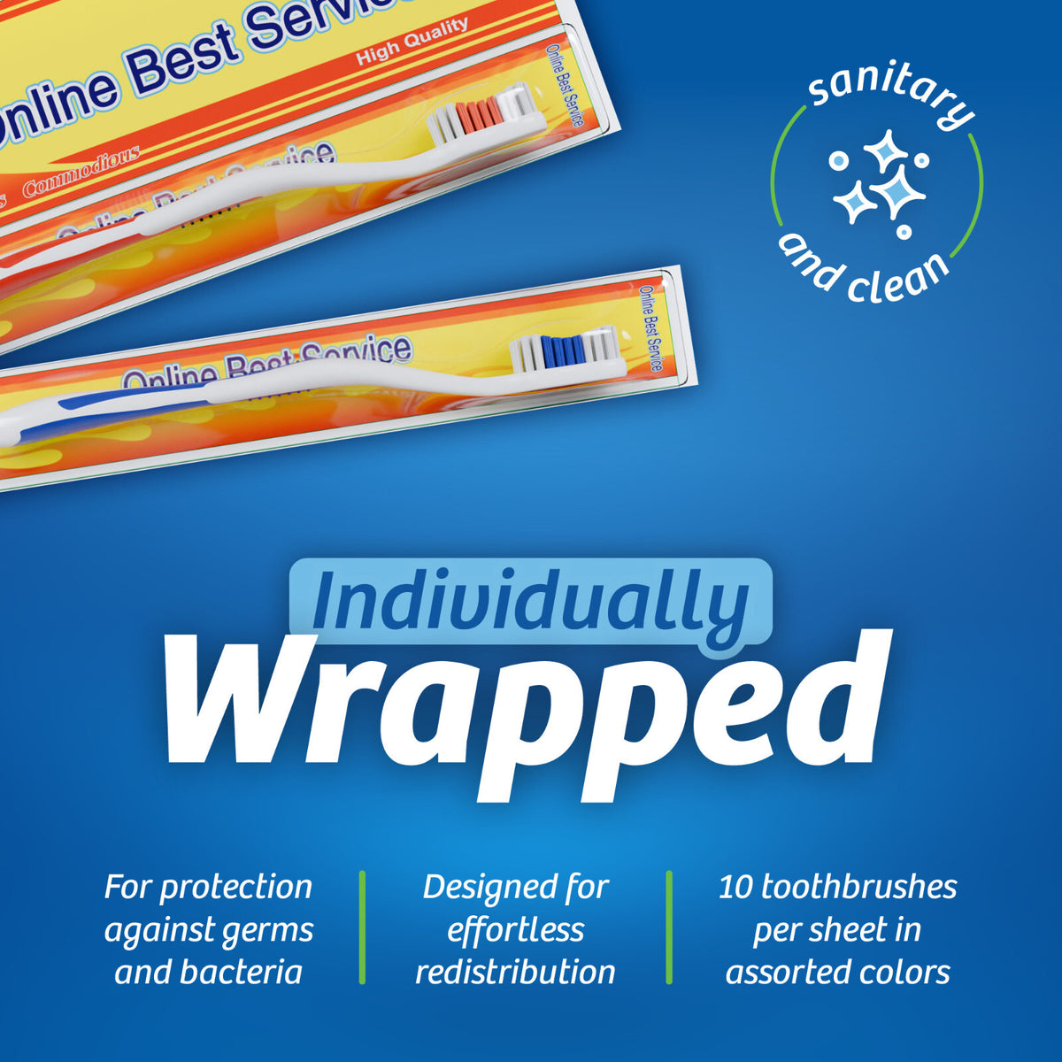 Bulk 100 Medium Soft Toothbrushes Set - Individually Wrapped, Standard Size, Disposable for Travel & Commercial Use