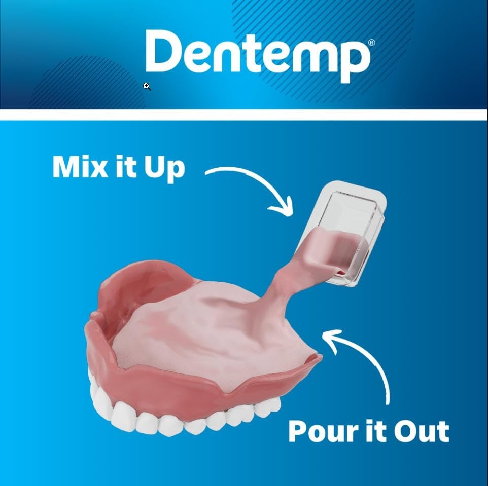 Denture Reline Kit for Upper & Lower Dentures - 2 Pack, 6 Relines, Advanced Formula