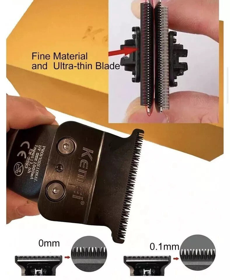 Cordless Zero Gap Hair Trimmer for Barbers and Home Use - Kemei 2293