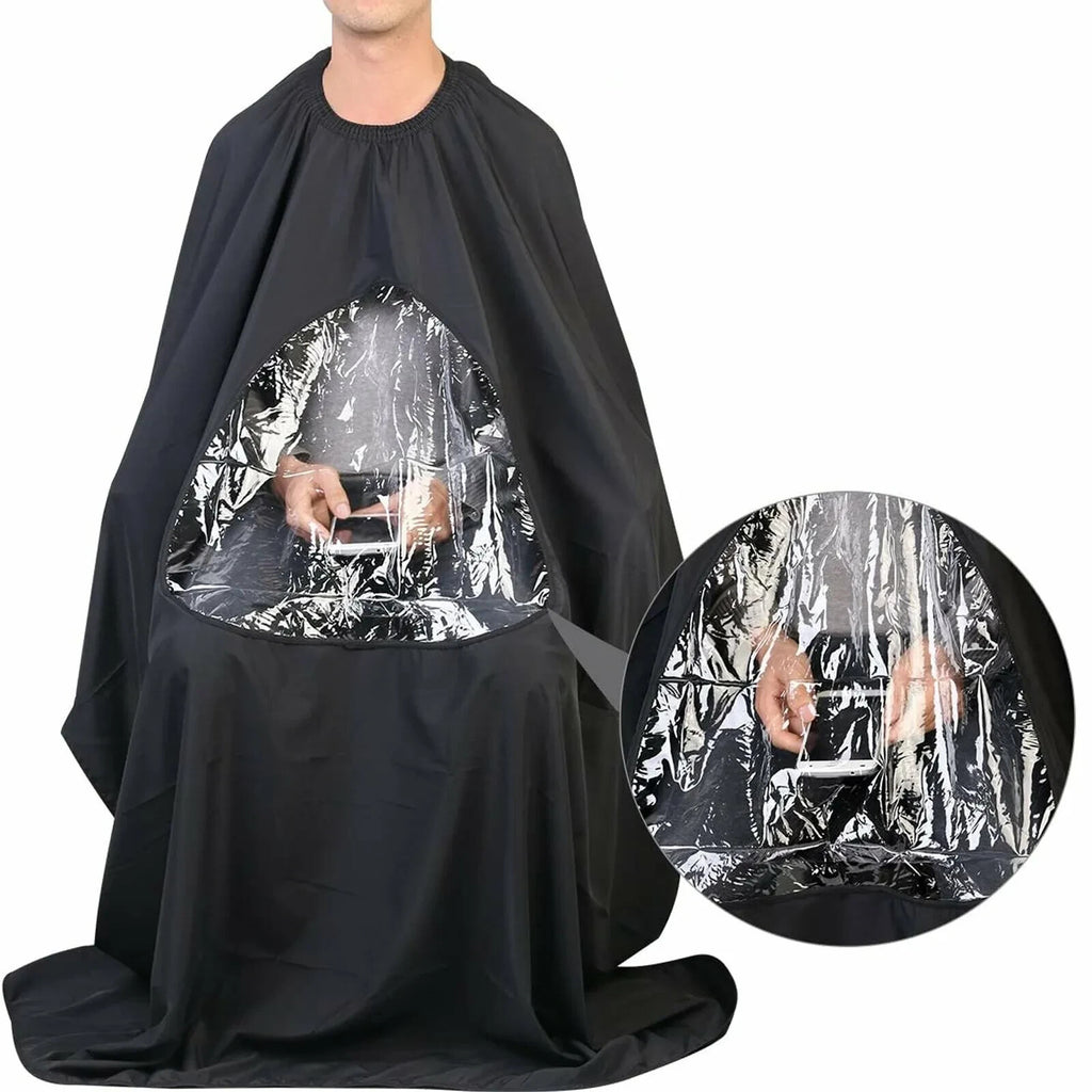 Hair Cutting Cape with Viewing Window and Adjustable Neck - Unisex Salon Apron
