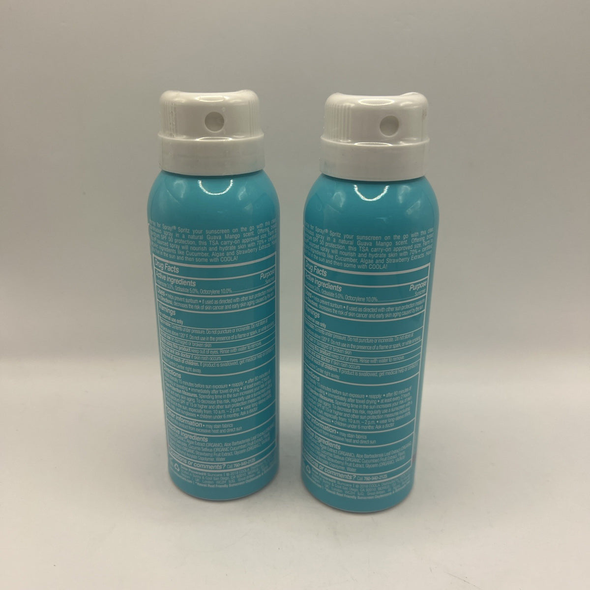 Organic Sunscreen SPF 50 Guava Mango Spray Lot of 2, 3 Oz Sealed
