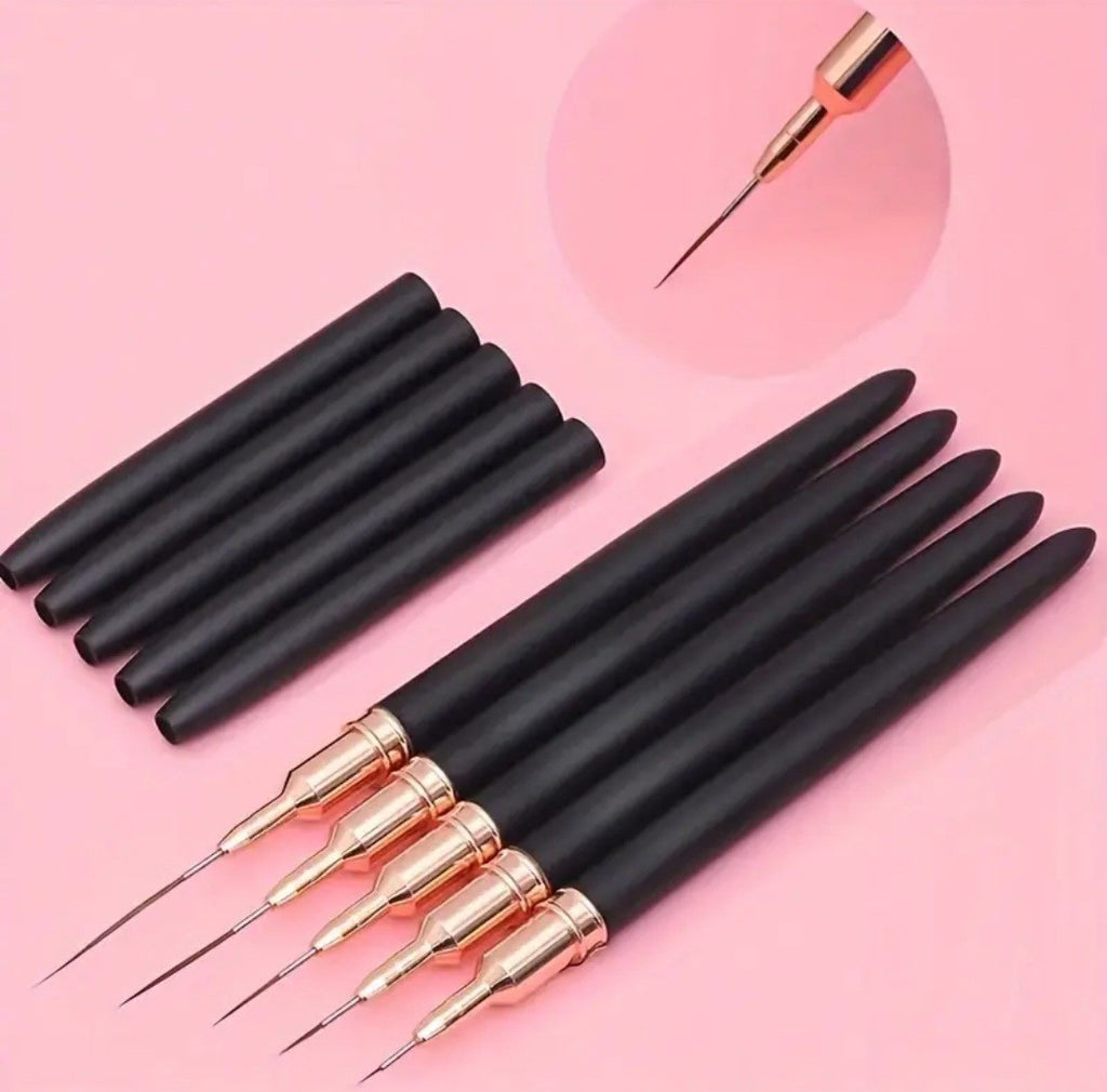 Professional Nail Brush Set - 5 Pcs Fine Detail Nail Art Brushes