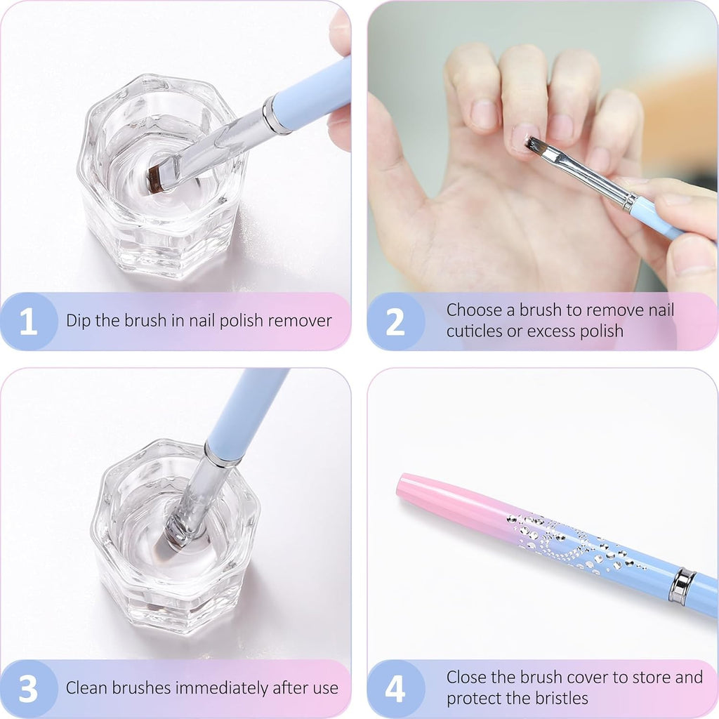 3Pcs Nail Art Clean Up Brushes Set for Precise Nail Polish Removal