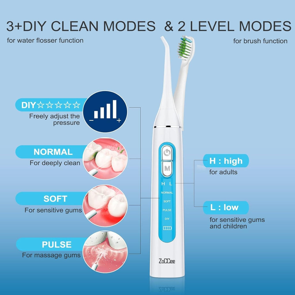 Water Flosser and Electric Toothbrush Combo - 2-in-1 Oral Irrigator and Sonic Toothbrush