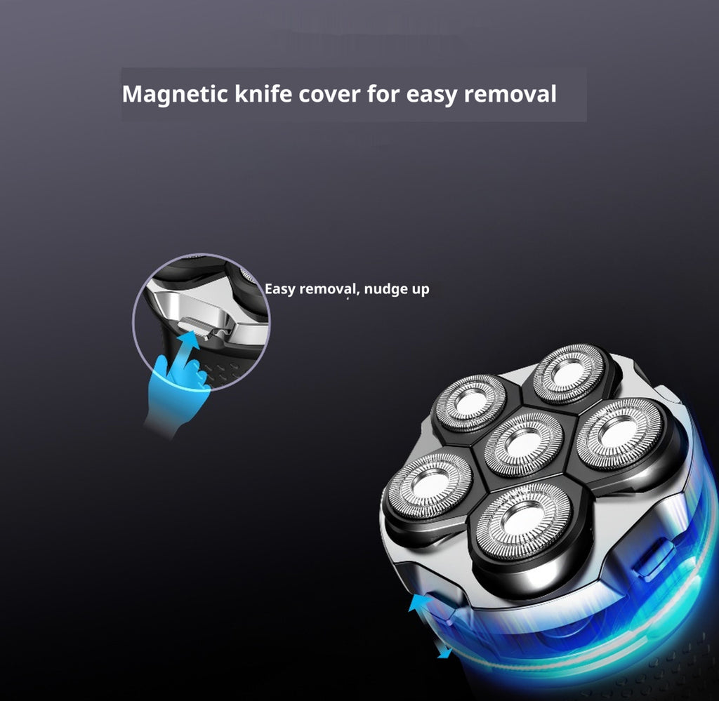 Waterproof 5D Rotary Electric Shaver for Bald Men - Cordless USB Rechargeable