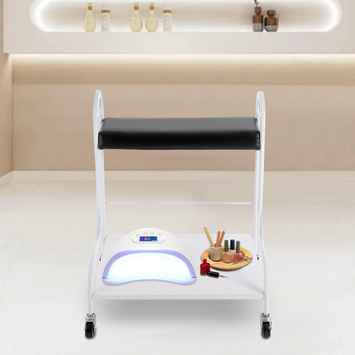 Portable 2 Layer Nail & Foot Spa Trolley with Wheels and Storage