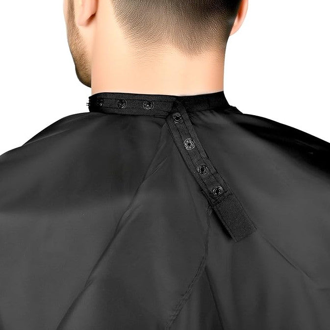 Professional Hair Cutting Cape Black 57x51 Inches with Adjustable Snap Closure for Salon & Home Use