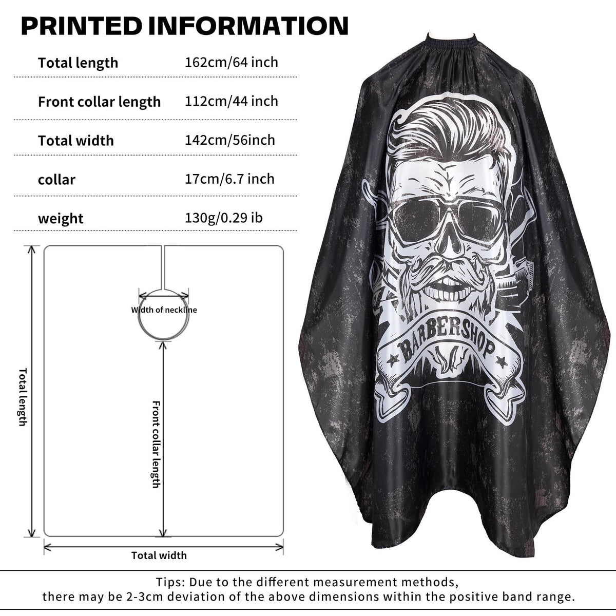 Large Waterproof Hair Cutting Cape 64x56in Salon Styling & Barber Cape