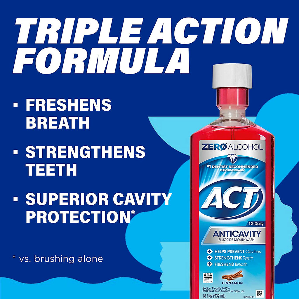 Anticavity Fluoride Mouthwash Zero Alcohol Cinnamon Flavor 18 Fl Oz