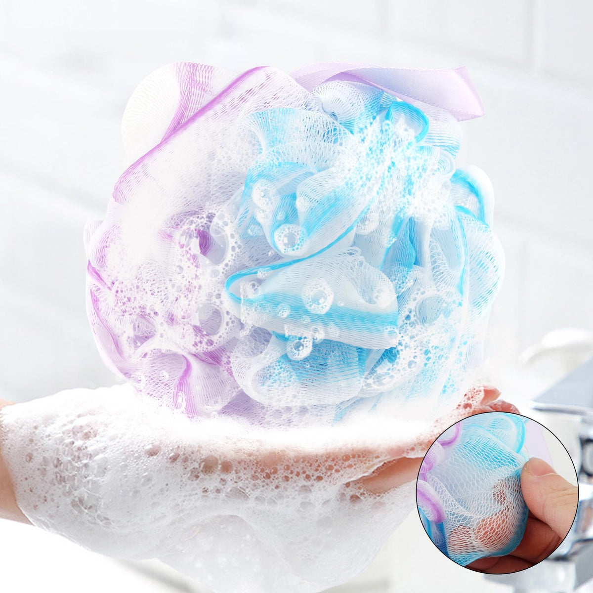 Large Size Bath Loofah Sponges 4 Pack Exfoliating Shower Scrubbers