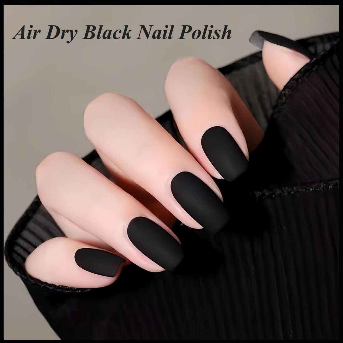 Matte Black Nail Polish Quick Dry Vegan for Men & Women - Velvet Gel Finish