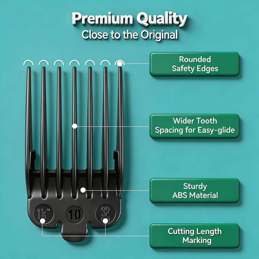 Clipper Guard Set 16 14 12 10 for Wahl Clippers - Black, Haircut Accessories