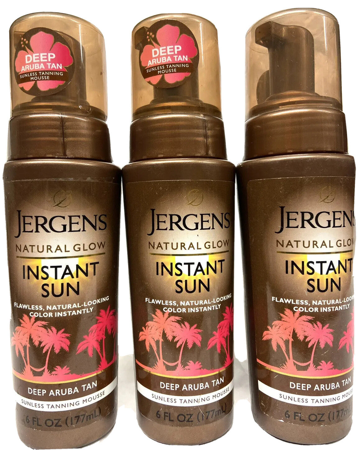 Jergens Natural Glow Instant Sun Deep Aruba Tan - 6oz, Pack of 3