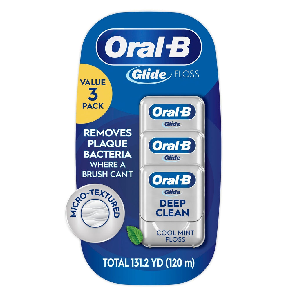 Dental Floss Waxed Deep Clean Mint 40m 3 Pack - Effective Plaque Removal