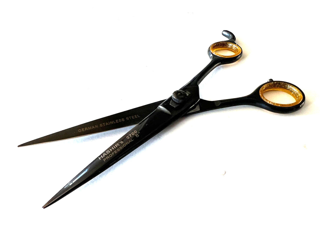 8-Inch German Stainless Steel Barber Scissors Shears Black - Professional Haircut Tools
