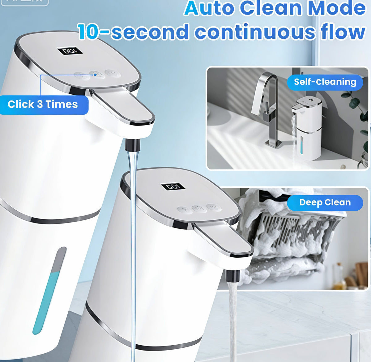 Touchless Automatic Liquid Soap Dispenser with 9 Adjustable Levels USB Rechargeable