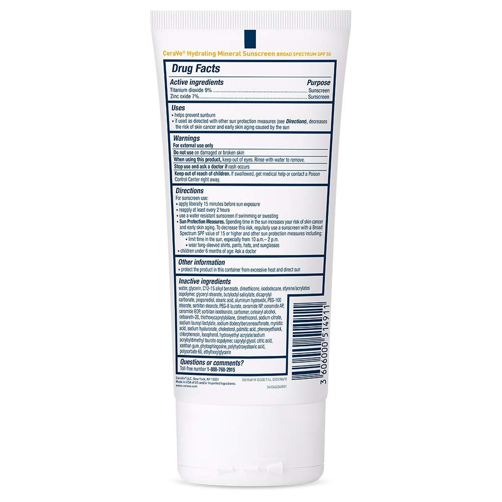Mineral Sunscreen SPF 50 with Zinc Oxide & Titanium Dioxide - Sensitive Skin
