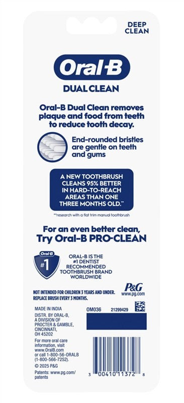 (2 Pack) Soft Dual Clean Manual Toothbrushes for Plaque Removal & Oral Hygiene