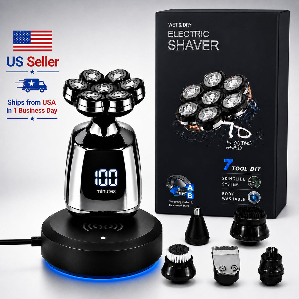 Cordless Electric Head Shaver Razor for Men - Wet Dry Rechargeable Grooming
