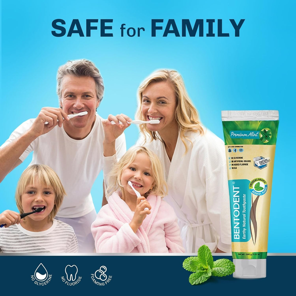 Organic Calcium Bentonite Clay Toothpaste Remineralizing Fluoride-Free Natural Oral Care
