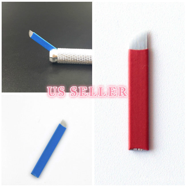 Disposable Microblading Microblades 14/16 Needles 50 Pcs - Flexible Sharp Serrated Eyebrow