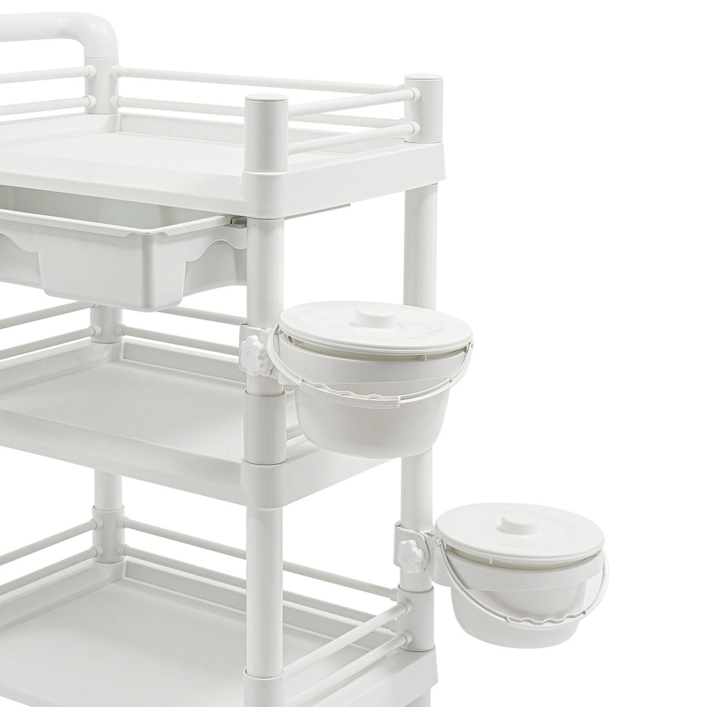 Salon Trolley Cart with 3 Tiers and 2 Garbage Baskets - Rolling Beauty Storage Station